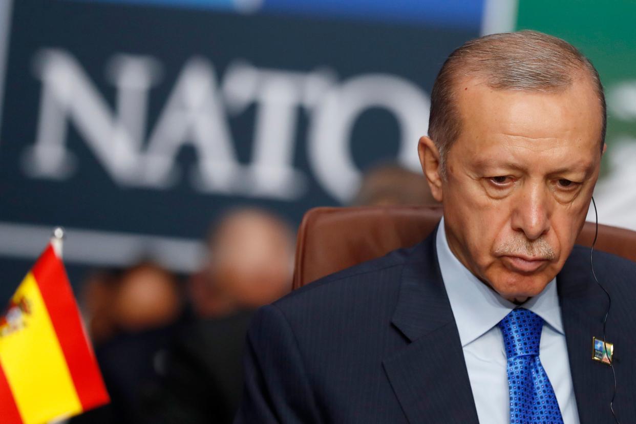 Israeli airstrikes on Gaza amount to a massacre, Turkey’s president Tayyip Erdogan said (AP)
