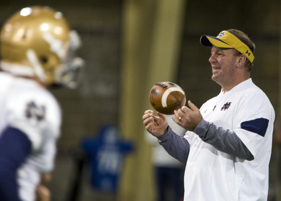 Mike Elko spent one season as the defensive coordinator at Notre Dame. (Becky Malewitz/South Bend Tribune via AP, File)