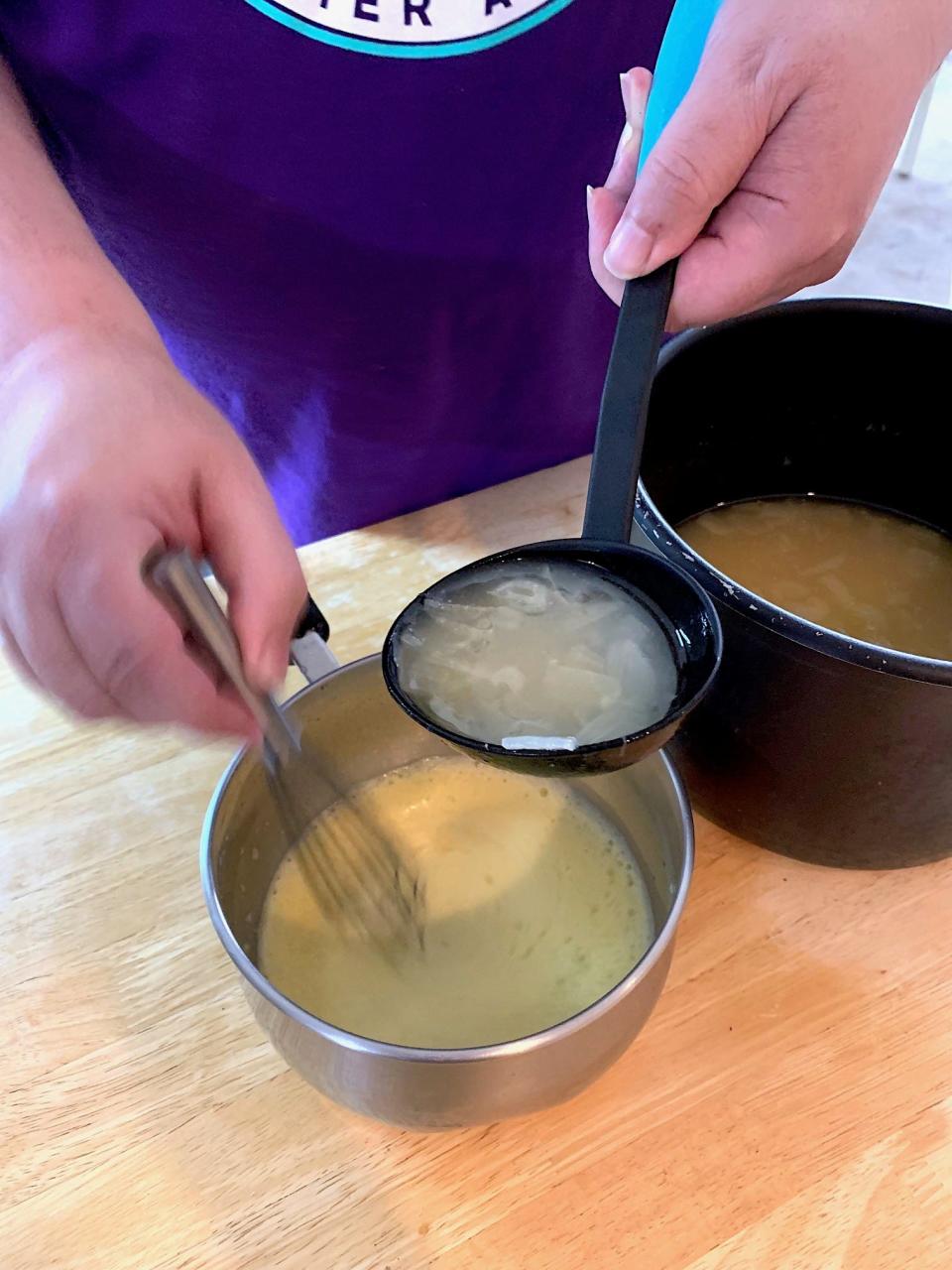 Making the Avgolemono for Anneta's Dad's Avgolemono Soup