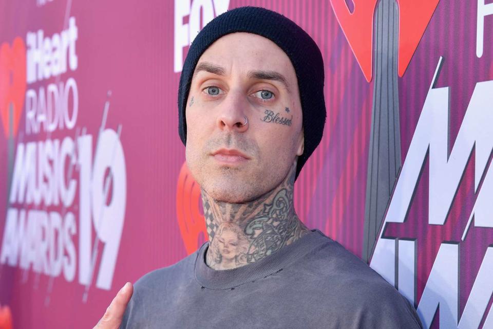 <p>Jeff Kravitz/2019 iHeartMedia</p> Travis Barker missed the 2023 VMAs, where his band Blink-182 was nominated for best alternative music video.