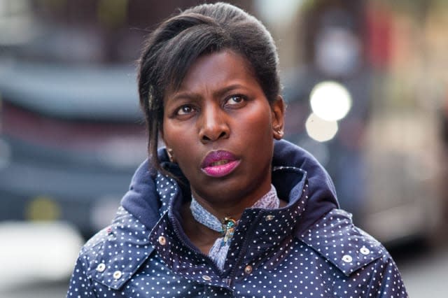 FILE PICTURE - Julie Rankine 54, arrives at Birmingham Magistrates Court using a metal walking stick. March 01, 2017.  Victims of a wealthy neighbour from hell have revealed their relief that their 10-year nightmare could be over after a court victory.  See NTI story NTISTICK.  Julie Rankine, 54, was convicted at Birmingham magistratesâ€™ court yesterday of four charges relating to a long-running dispute in leafy Four Oaks, Sutton Coldfield.  The trial was played mobile phone footage showing Rankine jabbing an electrician trying to do some work at her neighbourâ€™s house in Streetly Lane, where properties start at Â£400,000 and some fetch Â£1 million.  Minutes after this footage was taken, Rankine shoved her walking stick into the stomach of her neighbour during a row over a fence panel.  Sentencing was adjourned until March 22 and Rankin was released on bail, with conditions she does not â€œharass, pester or cause nuisanceâ€ to the Moores and Kavanaghs.