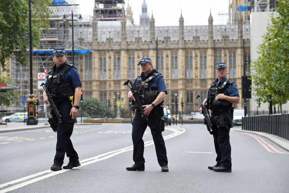 Armed police at Victoria Embankment in Westminster after Tuesday’s incident (Picture: PA)