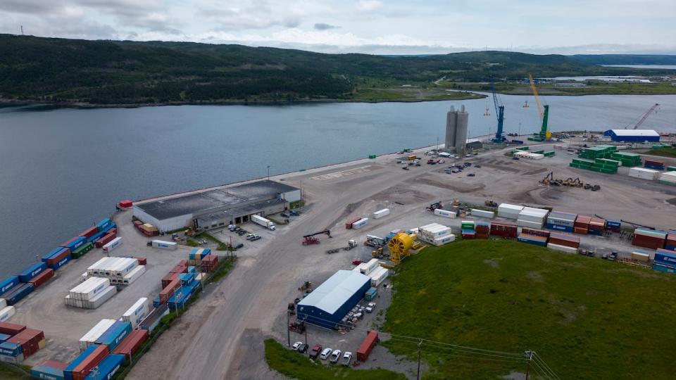 A view from a drone of the Port of Argentia.