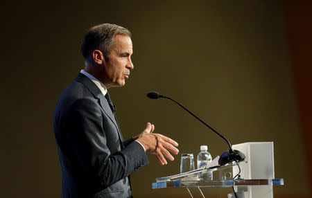 Governor of the Bank of England Mark Carney delivers the Michel Camdessus Central Banking Lecture at the International Monetary Fund in Washington, U.S., September 18, 2017. REUTERS/Joshua Roberts