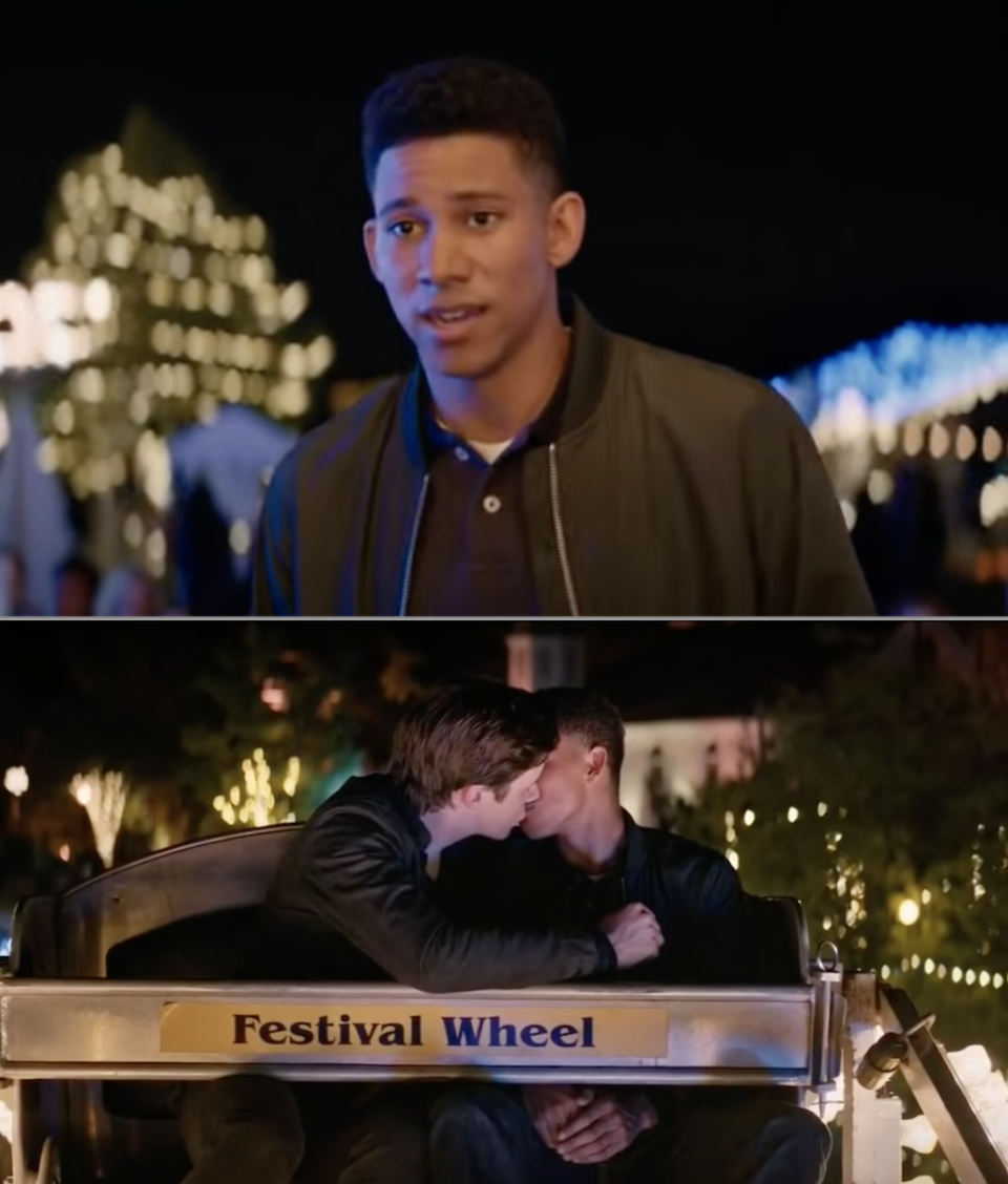 Keiynan kissing Simon in "Love, Simon"