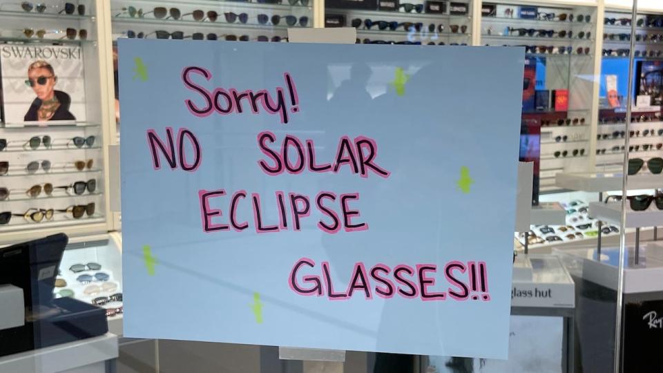Sunglass Hut in Fredericton never sold eclipse glasses. (Lars Schwarz/CBC  - image credit)
