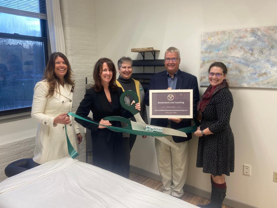 From left, Melissa Lesniak (Keller Williams Realty), Sheila Hatch (Sheila Hatch Bowenwork and Coaching LLC), Margaret Joyce (GDCC President), Dennis Shanahan (Dover City Councilor), Melissa Launder (GDCC).