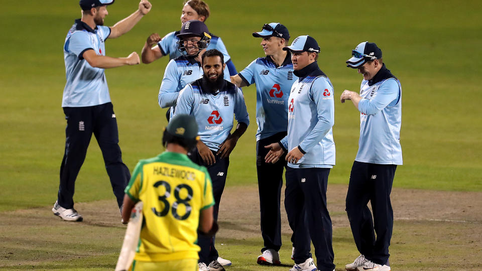 England players, pictured here celebrating after beating Australia in the second ODI.