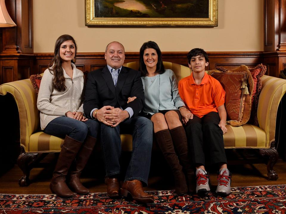 Nikki Haley and Michael Haley with their two children, Rena and Nalin