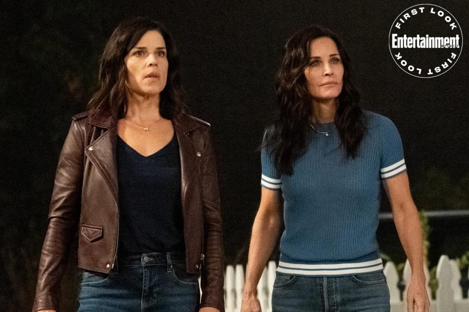 Neve Campbell (“Sidney Prescott”), left, and Courteney Cox (“Gale Weathers”) star in Paramount Pictures and Spyglass Media Group's "Scream."