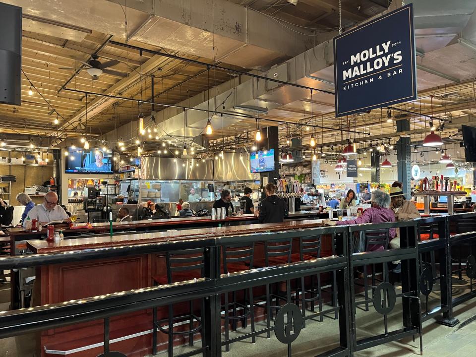 A wide shot of Molly Malloy's bar in the Reading Terminal Market