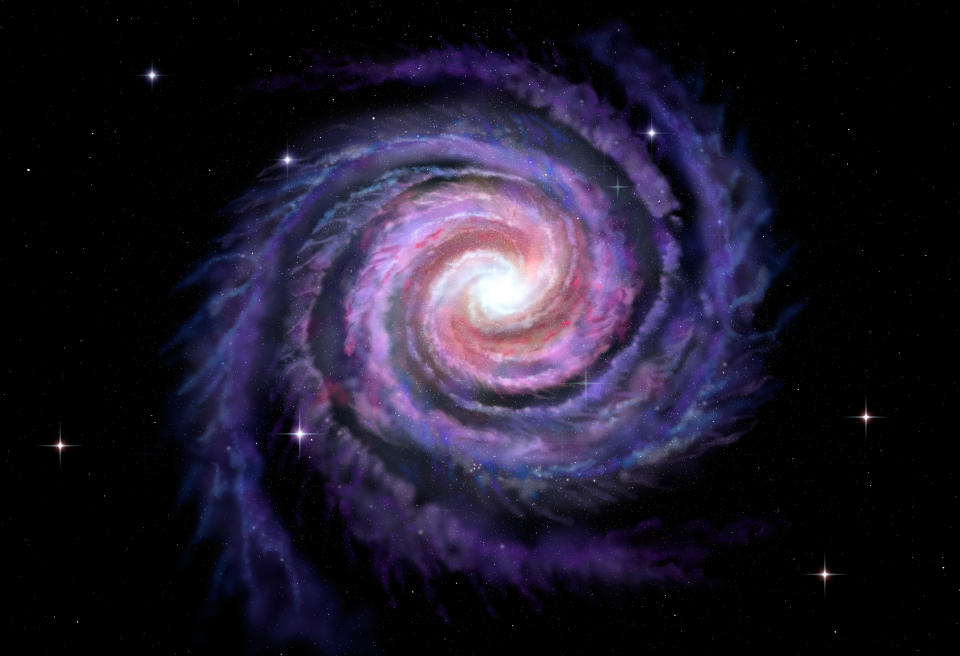 Artist rendering of the Milky Way galaxy depicted with four arms (Alex Mit/Getty Images)