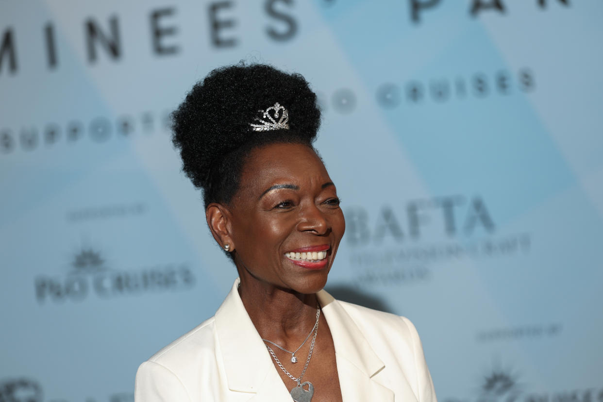 Baroness Floella Benjamin attends the Nominees' Party for the BAFTA Television Awards with P&O Cruises and the BAFTA Television Craft Awards at the Victoria and Albert Museum on April 24, 2024 in London, England. (Photo by Mike Marsland/WireImage)