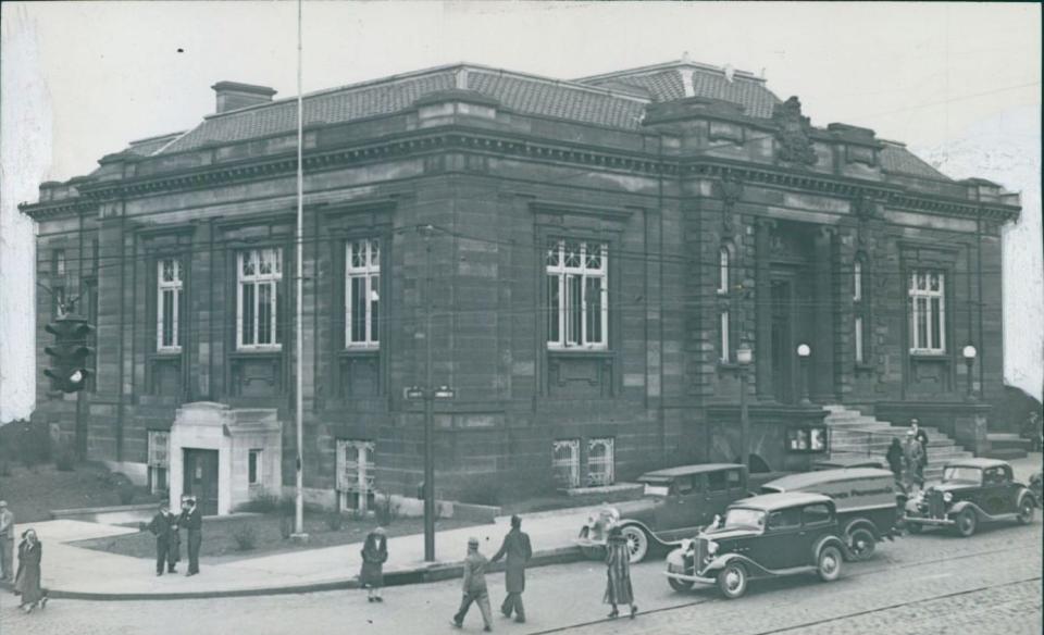 Industrialist Andrew Carnegie donated the money to build the Akron library at East Market and North High streets. This photograph is from 1933.