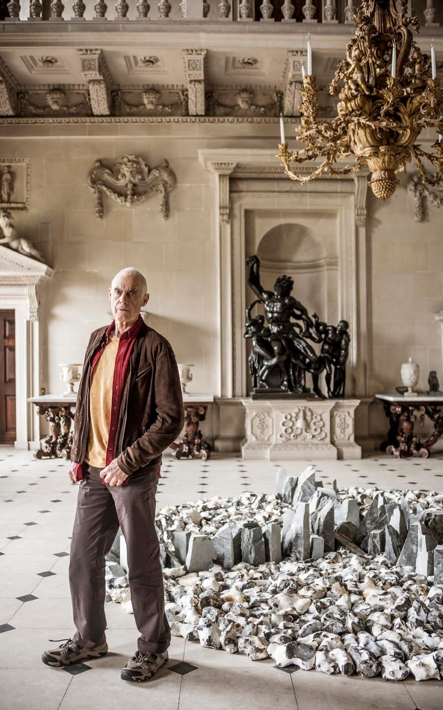 Richard Long in the Stone Hall at Houghton Hall  - markcoflaherty.com