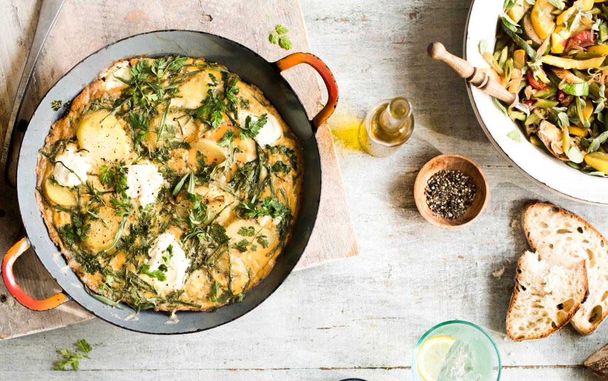Samphire frittata with warm, lemony courgette salad  - Susan Bell 