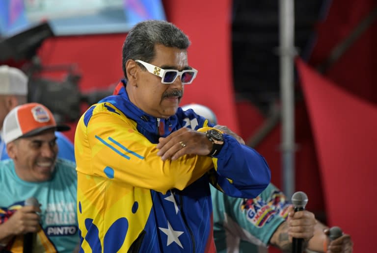 El presidente venezolano y candidato presidencial Nicolás Maduro reacciona tras los resultados de las elecciones presidenciales en Caracas el 29 de julio de 2024 (Yuri CORTEZ)