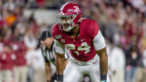 Alabama linebacker Terrell Lewis (24) during the first half of an NCAA college football game against Tennessee, Saturday, Oct. 19, 2019, in Tuscaloosa, Ala. (AP Photo/Vasha Hunt)