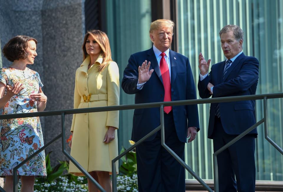 The Tumps met with Finnish president Sauli Niinisto and his wife, Jenni Haukio. Photo: Getty