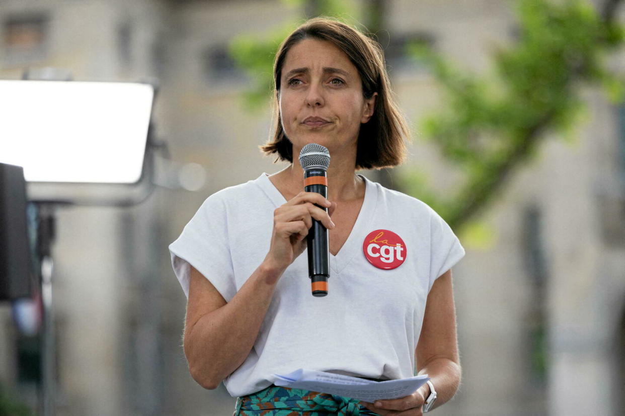 Sophie Binet, lors d'un meeting de campagne du « Nouveau Front populaire » à Montreuil, près de Paris, le 17 juin 2024.  - Credit:Lafargue Raphael / Lafargue Raphael/ABACA