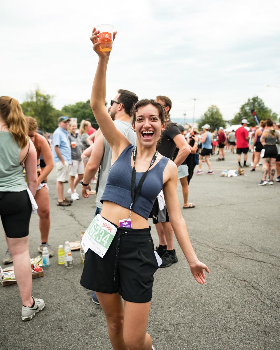 Elizabeth O'Connor enjoys the Saranac Post-Race Party in Utica, NY on Sunday, July 9, 2023.