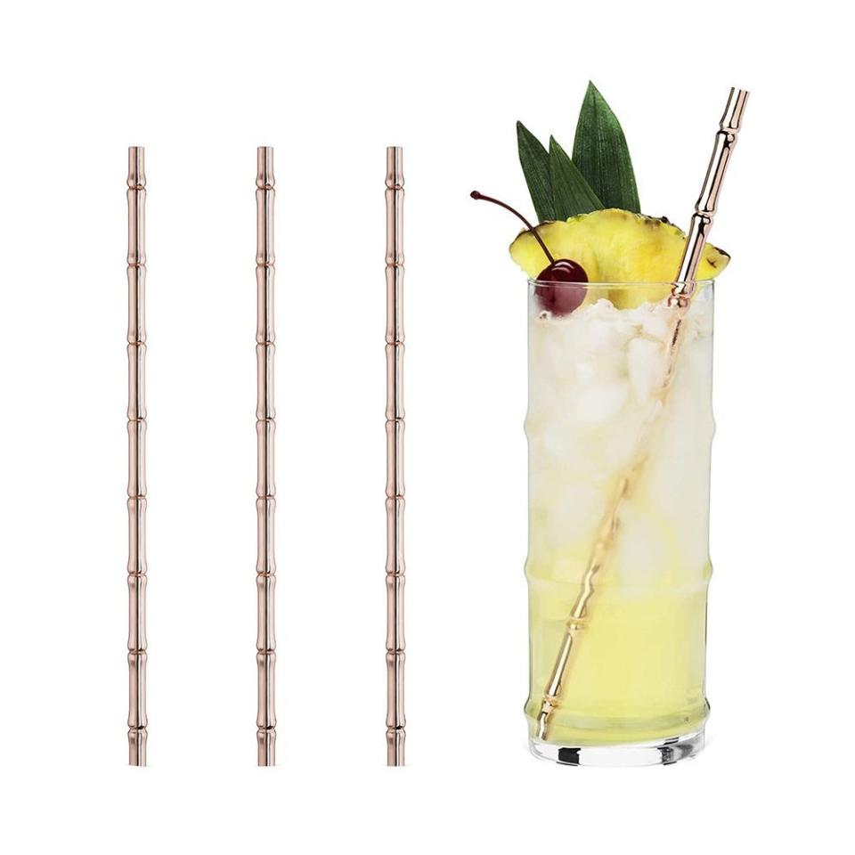 6) Bamboo Copper Reusable Straws