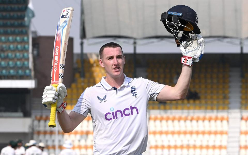 Harry Brook of England leaves the field after his triple century during day four of the First Test Match between Pakistan and England at Multan Cricket Stadium on October 10, 2024 in Multan, Pakistan.