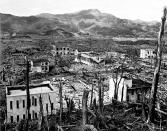 Nagasaki in ruins after the atomic bombing of Aug. 9, 1945. (Photo: Roger Viollet/Getty Images)