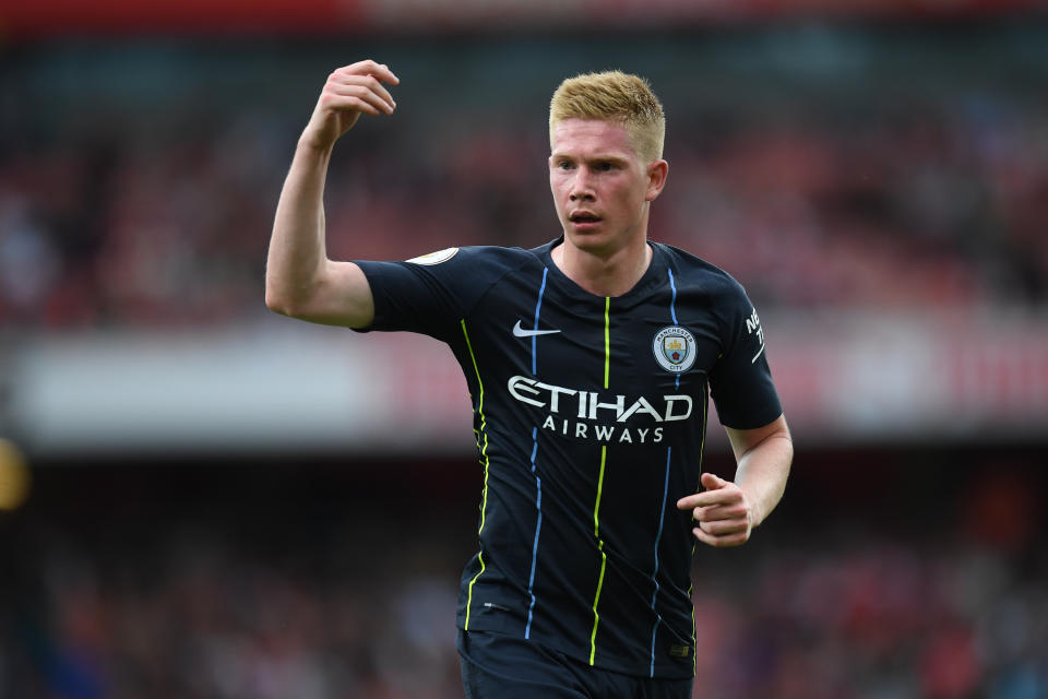 Kevin De Bruyne came off the bench in Manchester City’s Premier League opener against Arsenal just 29 days after his World Cup campaign ended. (Getty)