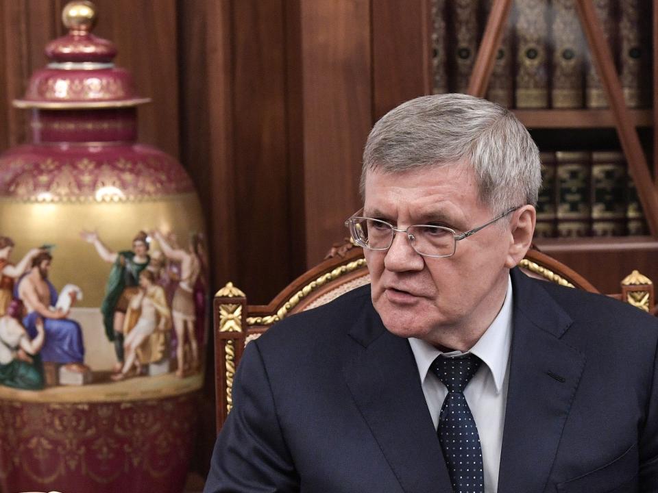 Russia's Prosecutor-General Yury Chaika attends a meeting with Russian President Vladimir Putin and deputy head of the Investigative Committee Igor Krasnov.