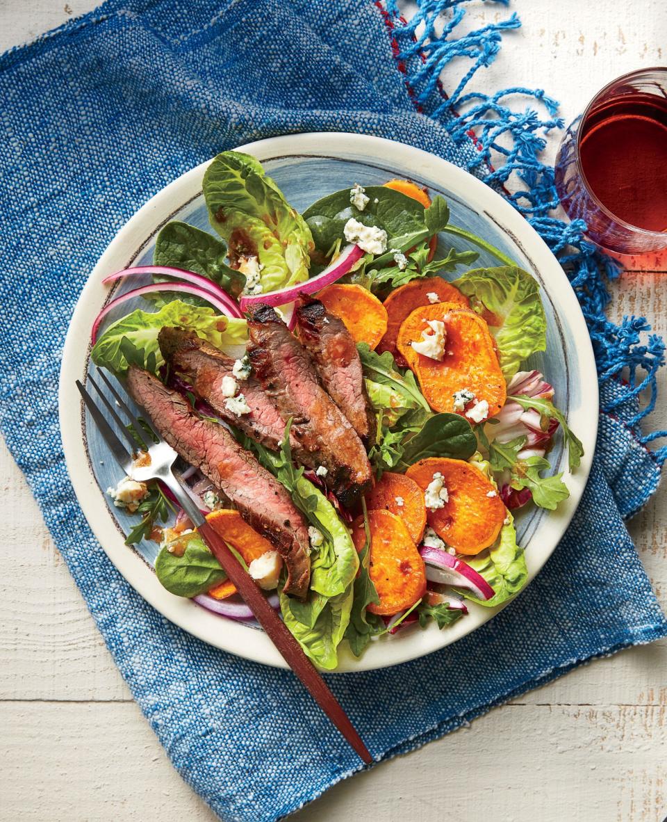 Steak, Sweet Potato, and Blue Cheese Salad