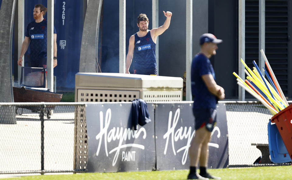 Angus Brayshaw, pictured here at a Melbourne Demons training session.