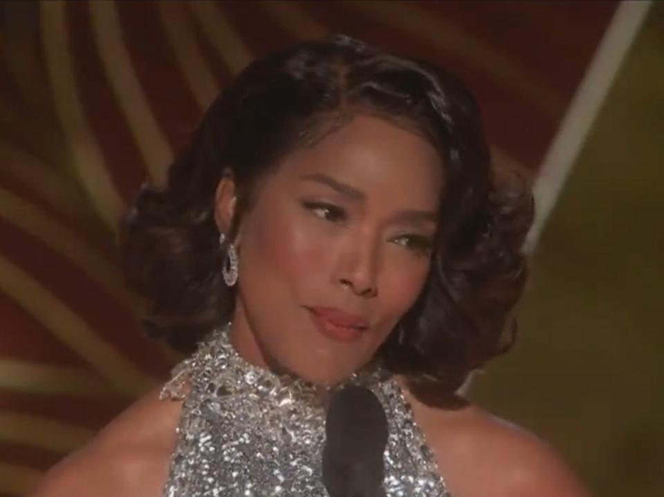 Angela Bassett accepting her award at the 2023 Golden Globes (NBC)