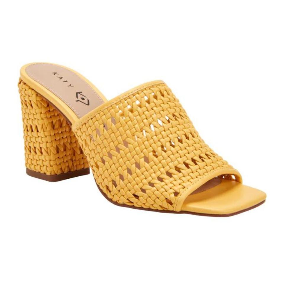 yellow woven katy perry collections mule heels