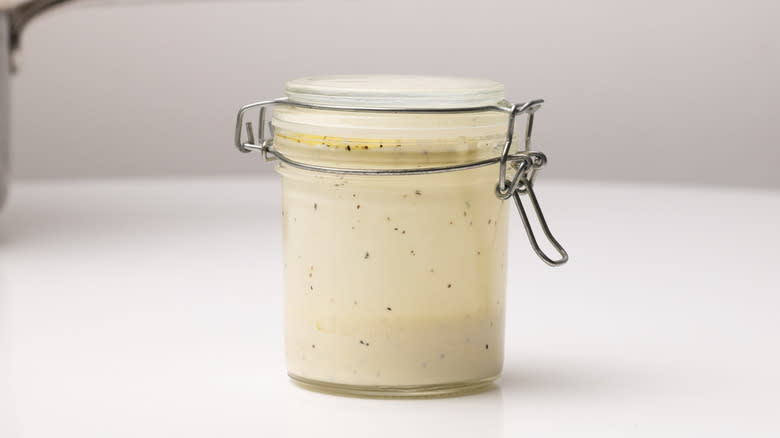 jar with mixed salad dressing