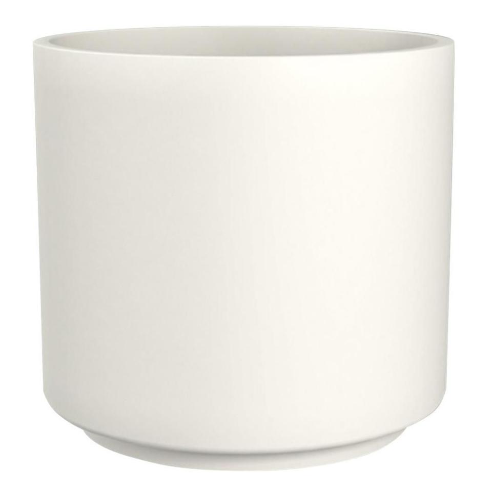 16 in. Matte White Cylinder Ceramic Pot