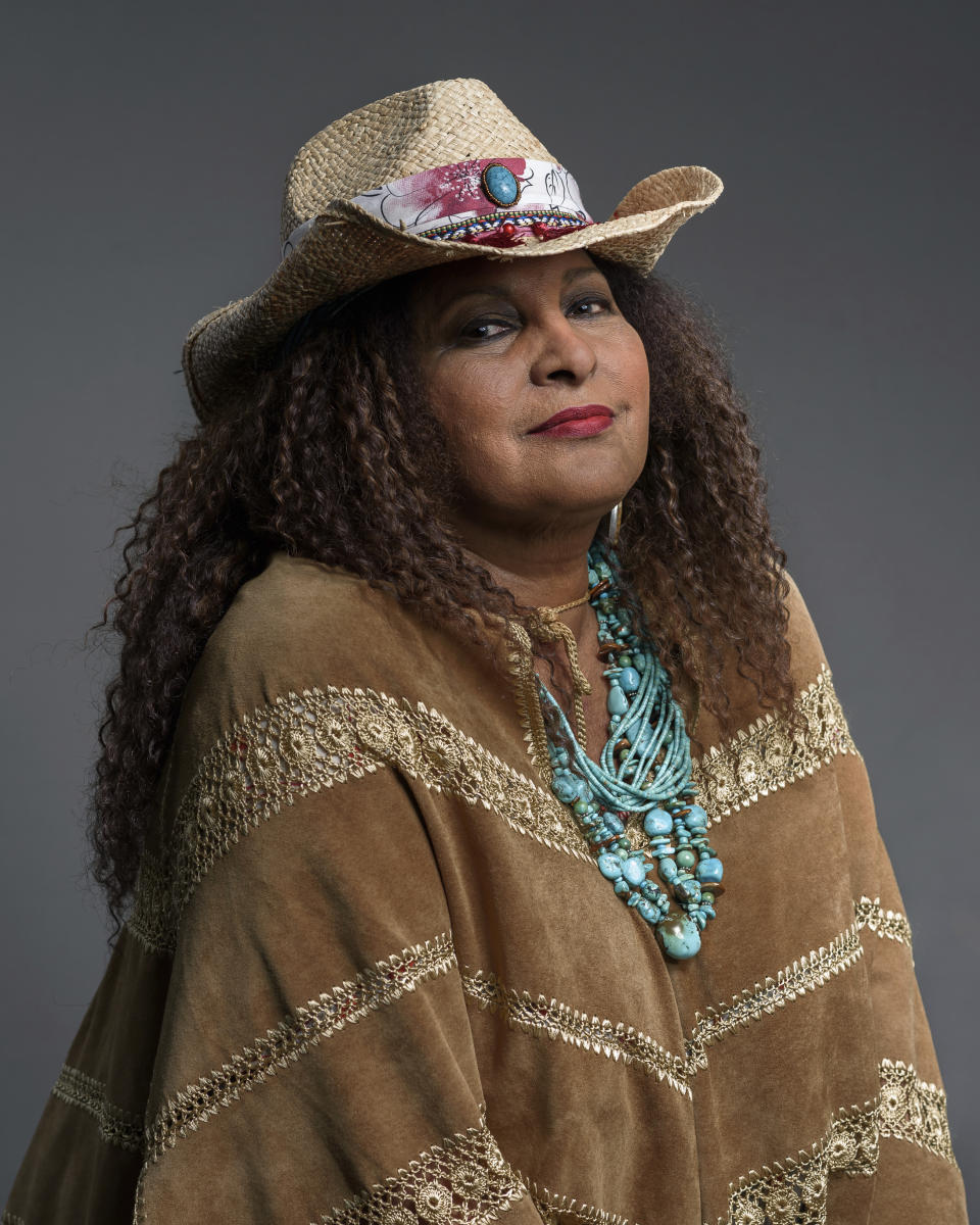 This May 21, 2019 photo shows actress Pam Grier posing in New York to promote her ABC sitcom “Bless This Mess.” (Photo by Christopher Smith/Invision/AP)