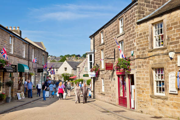 Bakewell town centre shopping street Derbyshire Peak district national park England UK GB EU Europe