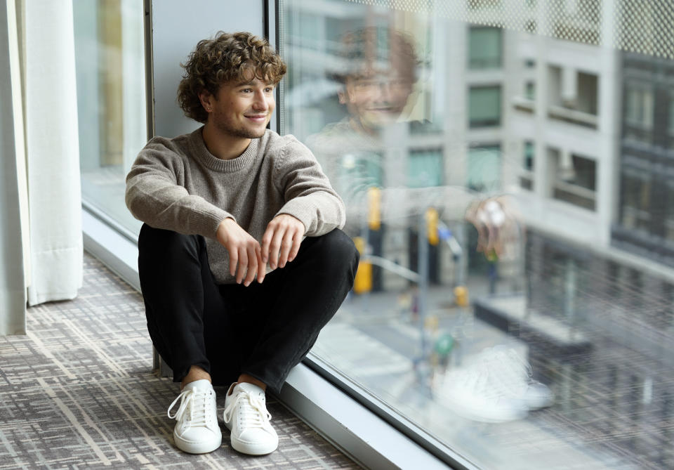 Gabriel LaBelle, a cast member in the film "The Fabelmans," poses for a portrait during the 2022 Toronto International Film Festival, Sunday, Sept. 11, 2022, at the Four Seasons Hotel in Toronto. (AP Photo/Chris Pizzello)