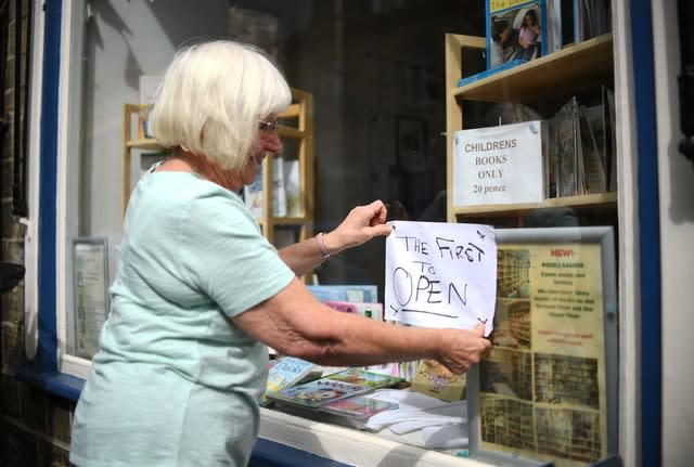 Anne Leyland, opens the Footsteps community shop in Whaley Bridge 