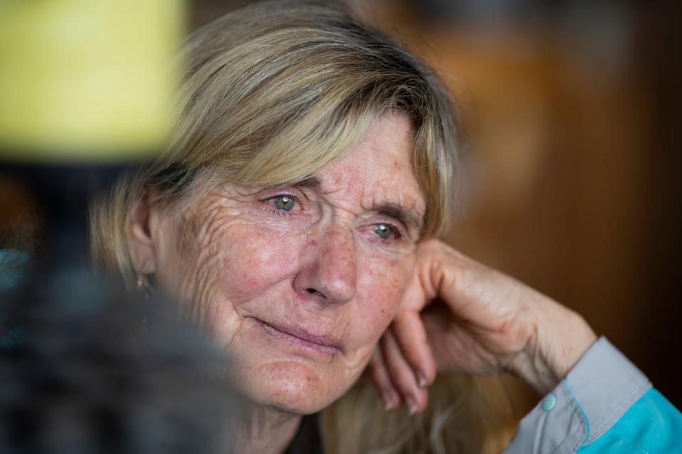 Suzi Hanna tears up as she talks on the phone to her daughter back in Ohio. Her husband, Jack, was diagnosed with Alzheimer’s in October 2019 leaving Suzi as the primary caregiver. Their three daughters live in Ohio and England, but make frequent visits to the Bigfork, Mont. home.