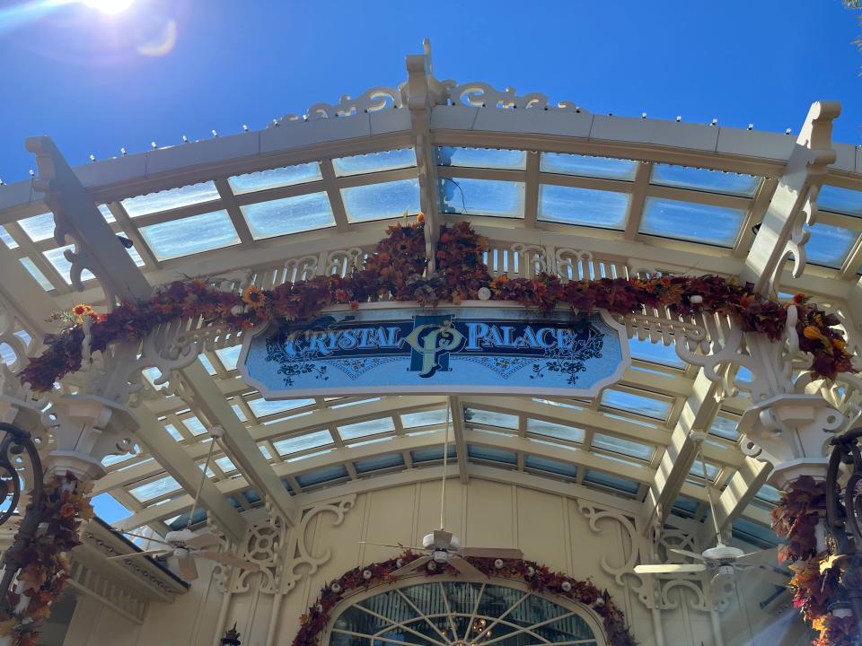 exterior shot of crystal palace in magic kingdom