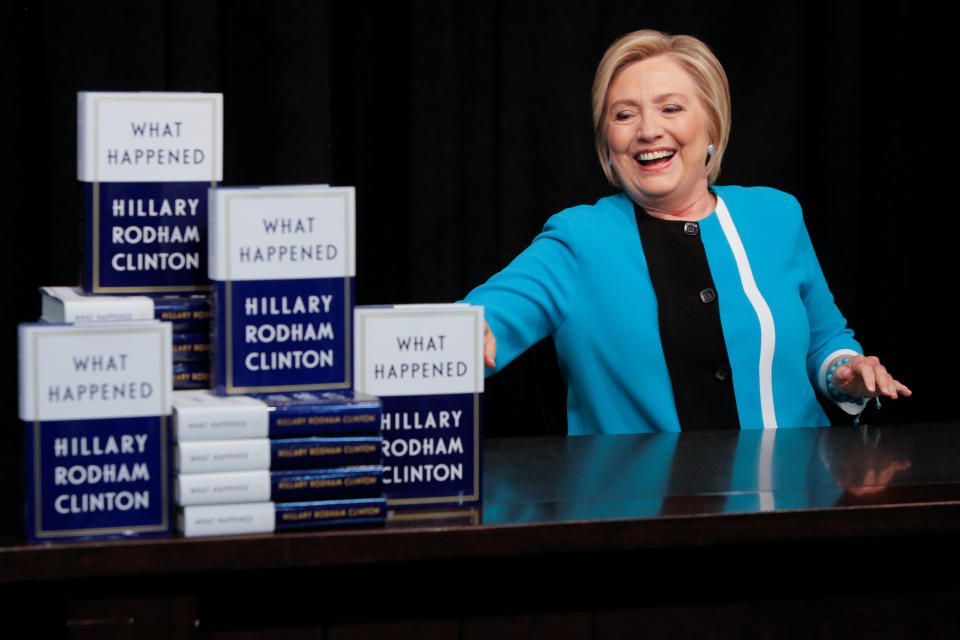 Hillary Clinton attends a book signing at the Union Square location of Barnes &amp; Noble in New York City. (Photo: Andrew Kelly / Reuters)