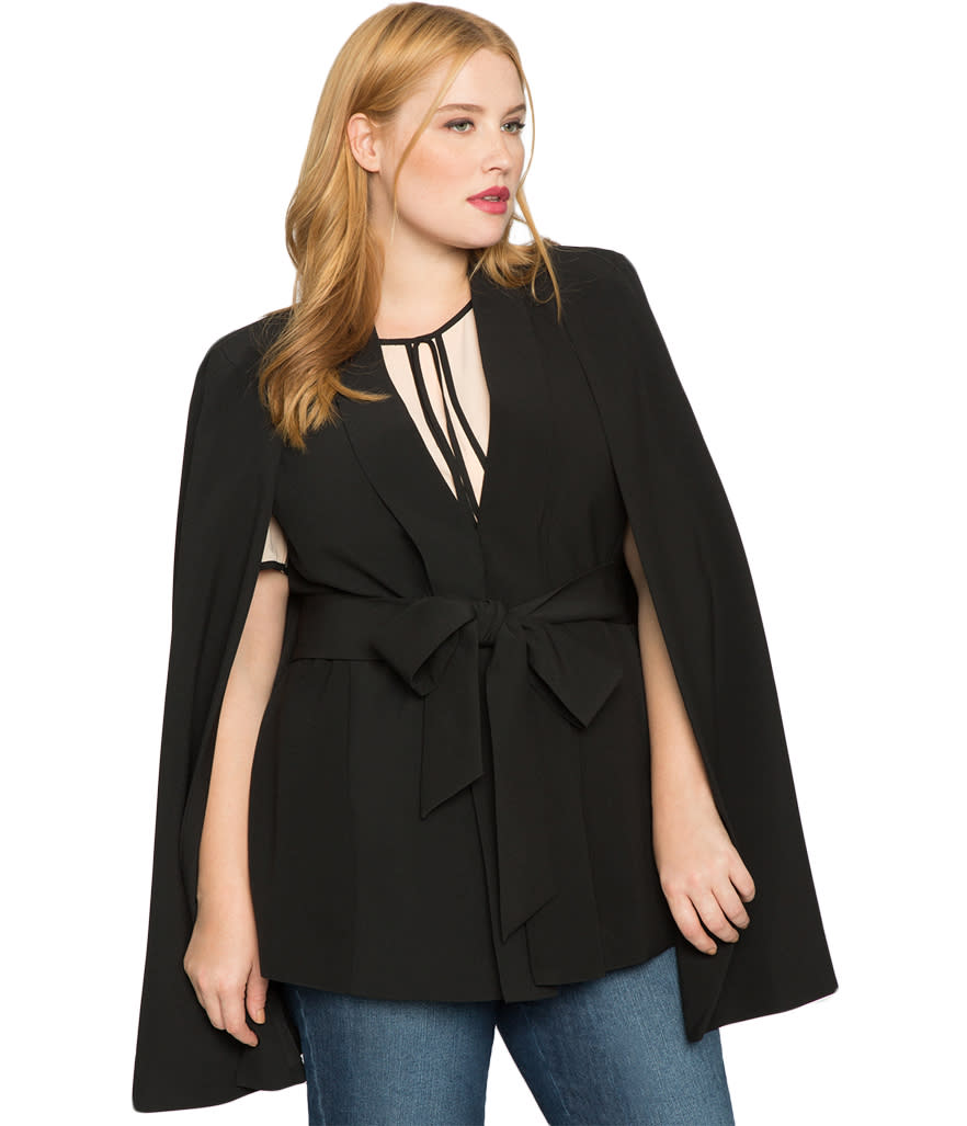 Eloquii Tie Waist Cape Jacket