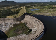 The Oviachic dam is at half its capacity near Ciudad Obregon, Mexico, Tuesday, Sept. 27, 2022. An Indigenous movement to defend the Yaqui tribe’s water was born after the government built this dam to divert Yaqui water to the rapidly-growing city of Hermosillo in 2010. Water-defense leader Tomás Rojo was killed in June 2021. (AP Photo/Fernando Llano)