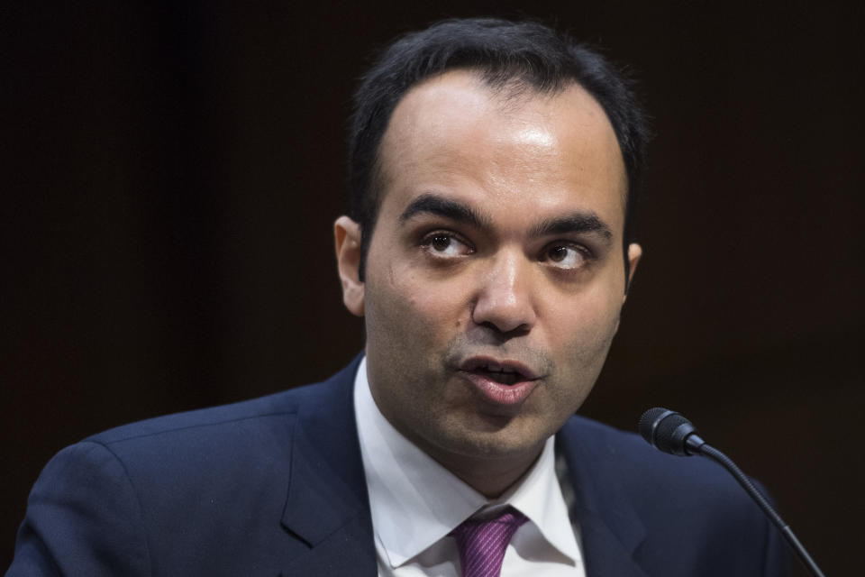 Rohit Chopra, then- nominee to serve on the Federal Trade Commission, testifies during a Senate Commerce, Science, and Transportation Committee confirmation hearing in Hart Building on February 14, 2018. (Photo By Tom Williams/CQ Roll Call)