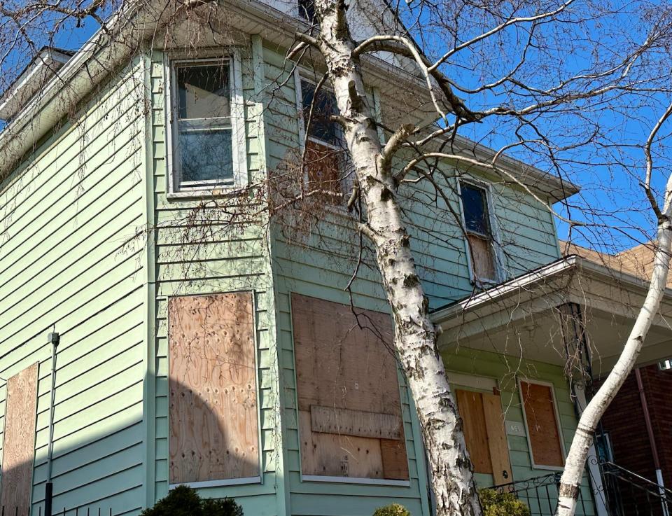 A view of the three-story house at 663 Marentette Ave. - described in a February 2024 real estate listing as having 18 bedrooms, with potential for 21 bedrooms.