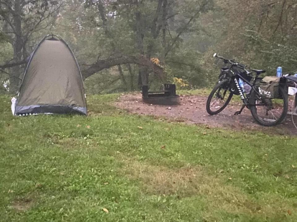 A photo of one of the campsites Kevin Loncher and Bill Bosworth stayed at while biking along the C&O Canal Towpath.