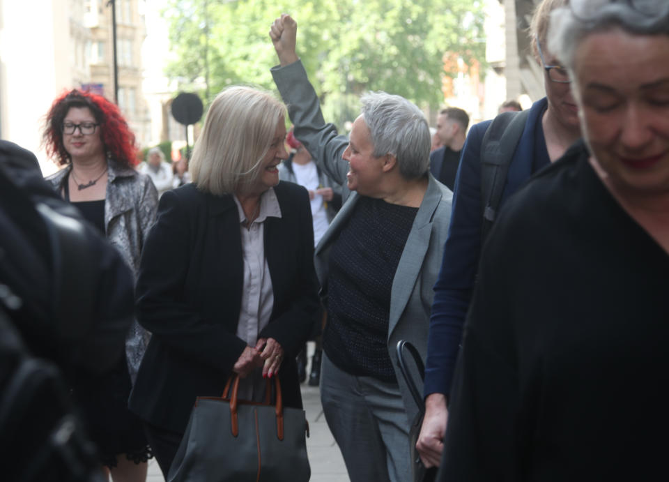 Sally Challen, with lawyer Harriet Wistrich, leaving the Old Bailey after hearing she will not face a retrial over the death of her husband Richard Challen in 2010. | Yui Mok – PA Images/ Getty Images