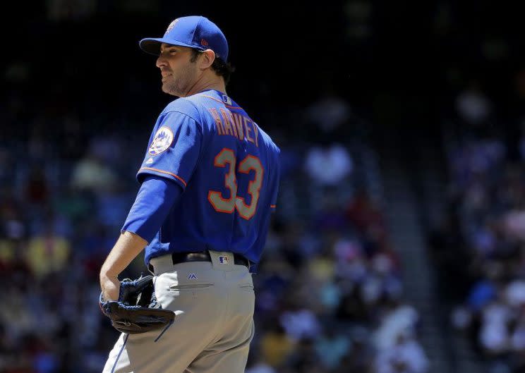 Mets starter Matt Harvey can't escape the drama, and his pitching struggles aren't helping. (AP)